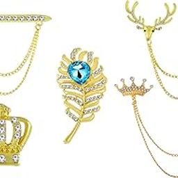 Gold Plated Men Jewellery Combo Of 5 Brooch Lapel Pin For Boys And Men CO1000369-23