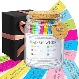 Bible Verse Jar Inspirational Bible Verse Notes Glass Jar with 90Pcs Color-coded Bible Verses Notes Christian Gifts Birthday Gift-92
