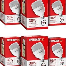 Eveready 30W LED Hammer Bulb with B22 Base, High CRI, 4KV Surge Protection, Energy Efficient & Long Life – Cool Daylight (6500K) for Home & Commercial Use, Pack of 6-28