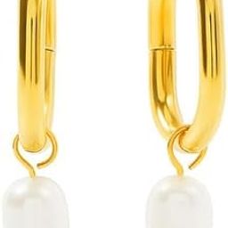 Pearl Drop Earrings for Women 18K Gold Plated Waterproof & Anti-Tarnish Jewelry Push-Lock Dangling Earrings for Girls & Women Stylish Gold-Plated Fashion Gift Earrings-12