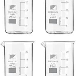 OCTA Borosilicate 3.3 Glass Beaker with Graduation Marks Beaker for School Collage Chemistry lab Laboratory (25 ML - (Pack of 4))-29