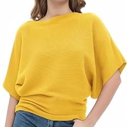 Women Fashion Ribbed Batwing Sleeves Bagy Balloon Style Fit Top for Women t Shirts Women Formal, Casual, Office, Date, Outing, Party Tops-image-68