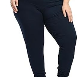 Women Cotton Lycra Full Length Plus Size Leggings | Jumbo Ruby Cut Churidar Leggings-image-56