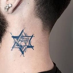 Semipermanent Temporary Tattoo Stickers 20-25 days Lifespan For Men Women Boys & Girls Waterproof 3D Realistic Star of David Lion Design Tatto Sticker Blue Coloured Temp Watertransfer Size-18X11cm GZ-437-image-96