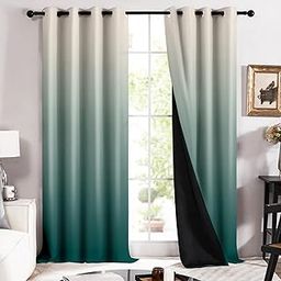Story@Home Blackout Door Curtains 7 Feet Long Set of 2 | Room Darkening Curtain | Gradient Printed | Ombre Curtains | Curtains for Living Room | (116 x 215 cm, Ocean Green & Ivory)-image-70