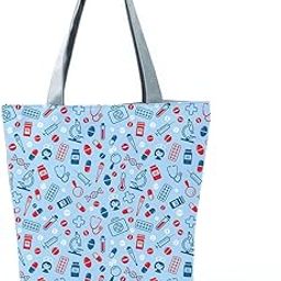 Medical Print Cotton Code Blue Tote Bag for Doctors, Nurses, Medical Students | Eco Friendly Shoulder Shopping Bag | Lightweight & Reusable Tote Bag for Women | Gift for Healthcare Workers-image-3
