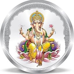 Precious Moments BIS Hallmarked Round Shape Ganesh ji Colour Silver Coin Available In 10/20/50/100 Gram.-image-63