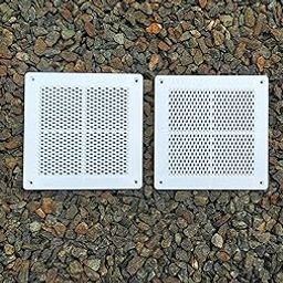 LJL Traders Wall Exhaust Fan Chimney Vent Pipe Cover Mosquito Net Dust Controller/Square Type Air Vent Grille Cover Ducting - White 7 Inch Square - 2 Piece-image-1