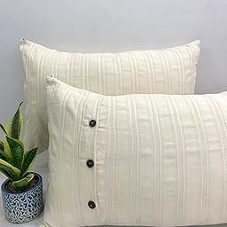 Sleepy Threads Pillow Cover Super Soft & Breathable with Wooden Button Closure – Self-Design Mesh Pattern (27x18 Inches / 68x45 cm) – Elegant and Comfortable for Bedroom-3