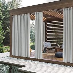 Sun Zero Beacon Woven Indoor/Outdoor UV Protectant Energy Efficient Grommet Curtain Panel, 52" x 84", White-image-4