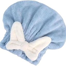 KBR® Super Absorbent Hair Towel Wrap for Wet Hair, Quick Dry Head Wrap With Bow-Knot Shower, Microfiber Hair Towel for Women (Blue)-picture-18