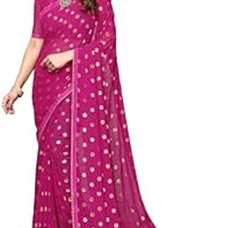 Women'S Georgette Floral Print Saree With Unstitched Blouse Piece-image-8