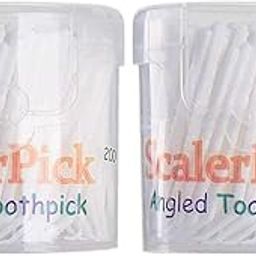 Angled toothpick Scalerpick White Plastic Household Teeth Cleaning Curved Hook 2 Bottle 400pieces-image-11