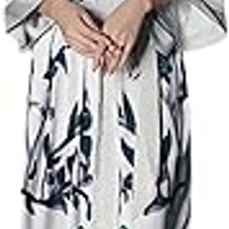 Bath Robes Elegant Morning Robes for Women Long Silk Robe and Nightgown Long Plus Size Satin Printed Silk Polyester Thin Knitted (Grey)-image-52