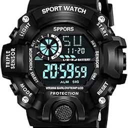 Digital Watch Shockproof Multi-Functional Automatic Full Black Color Strap Waterproof Digital Rubber Sports Watch for Men's Kids Watch for Boys Watch for Men Pack of-1-14