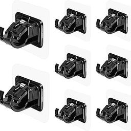 RENVA 4 pcs Self Adhesive Curtain Rod Holder, Curtains Bracket Crossbar Hook Self Adhesive Rods Hanger, No Drill Brackets Fixing Holders (Black, 4)-image-10