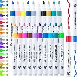 SUPER TOY 18 Shades Acrylic Color Markers Pen Water Colour Paint Pens for Wood, Canvas, Stone, Rock Painting, Glass, Ceramic Surfaces, Diy Crafts Making Art Supplies-16