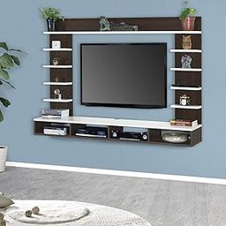 DAS Stark Wall Mount Engineered Wood TV Entertainment Unit/Tv Rack Set to Box Stand with Wall Shelves for Living Room Flowery Wenge & Frosty White Finish (Ideal for up to 43") Screen-image-71