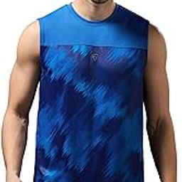 Mens Slim Fit Crew Neck Printed Sleeveless Vest with Anti-Microbial, Odour Free for Gym, Workout and Sports-image-75