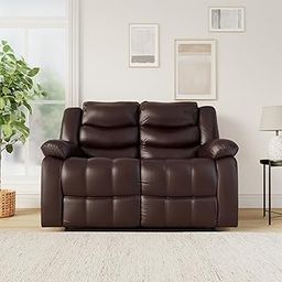 Amazon Brand - Solimo Delphi 2 Seater Leatherette Recliner (Brown)-image-4