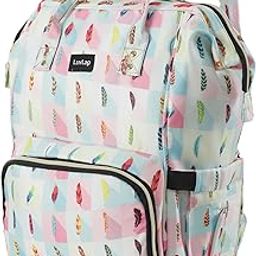 LuvLap Multifunctional Waterproof Diaper Bag for Mothers for Travel, Mother Travel Bag, Premium Oxford Waterproof Material, Large storage capacity with 15 pockets, Checks Leaves (all over print)-image-42
