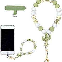KHOLAD Marble Silicone Beaded Phone Wrist Strap, Cellphone Lanyard with Tether Tab, Elastic Hands-Free Wristlet Bracelet-image-55