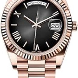 Luxury Diving Watch, Heavy Stainless Steel Rose Gold Band, Black Dial, Water Resistant, Rose Gold Color [6-Month Warranty] for-Men & Woman with [Brand Box]-image-92