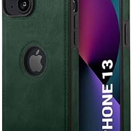 TheGiftKart Genuine Leather Finish Back Cover Case for iPhone 13 | Shockproof Design | Raised Edges for Camera & Screen Protection | Stunning Minimalist Design (Green)-29