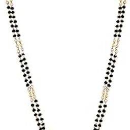 Austrian Stone Studded Antique Gold Plated Mangalsutra for Women | 1gm Long Chain with Black Beads & Artificial Tanmaniya Pendant_M154KJGLDB0-picture-14