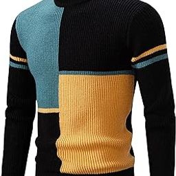 Mens Color Block Knitwear Pullover Trendy Vintage Cable Knit Sweater Casual Warm Thermal Sweatshirt-image-19