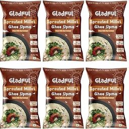 Gladful Sprouted Millet Instant Ghee Upma Mix - No Palm Oil, Trans Fat & Maida - Made with Jawar, Ragi and Suji/Rawa, Ghee & Cashew - Multigrain Protein Breakfast Healthy Snack - Pack of 6 (60g each)-5