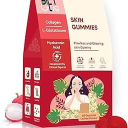 DIET GEAR Skin Gummies with marine collagen | For Clearer, Brighter, Glowing and Smooth Skin | 60 gummy | With L- Glutathione, Hyaluronic Acid, Vitamin C & Multivitamins | Litchi Flavour | Gut Friendly-14