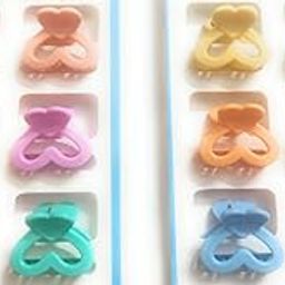 MRACE Small Hair Claw Clips, Pastel Colours, Heart Design, 12 Pieces, for girls and women gift-image-39