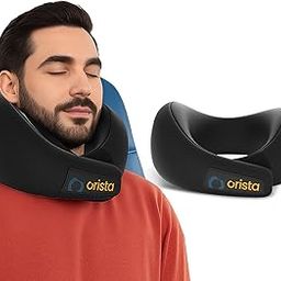 Orista™ Travel Neck Pillow | Premium Memory Foam Neck Pillow for Flight Travel, Car Sleeping | Adjustable Head Rest, Neck Rest Travelling Pillow for Sleeping Head Support | Black Velvet-9