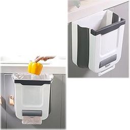 KiDaYuan Hanging Kitchen, Bathroom, Foldable Plastic Trash can, Suitable for Camping, Office, Bedroom, Portable Trash can, White 1-Piece Package-picture-19