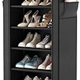 ROJASOP Tall Shoe Rack With Covers, 10 Tier Narrow Shoe Storage Organizer Cabinet for Closet Entryway Garage, Vertical Space Saving Shoe Shelf Stand for 20-22 Pairs Shoes and Boots-11