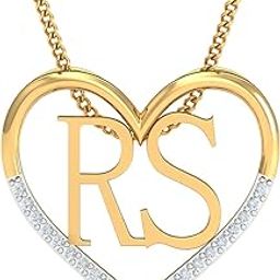 14KT Yellow Gold Couple's Initials Heart Pendant for Women-image-59