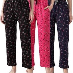 Women's Printed Pyjama Soft Cotton Comfortable Sleepwear - (Set of 3)-image-76