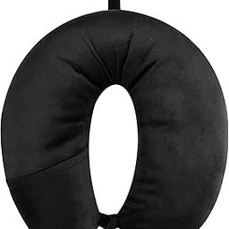 Kuber Industries Travel Neck Pillow|Neck Support Rest Pillow|Velvet Cover with Microfiber Fillling (Black)-picture-28