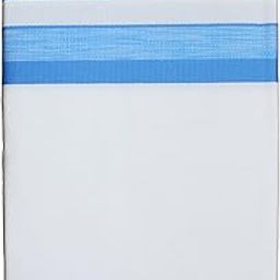 Mens White Single Poly Cotton Dhoti with Fancy Border (1.28X2.00 mtrs) (Gold Star)-46