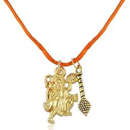 Brass Gold plated Hanuman Bajrang Bali with Gada Hindu Spiritual Fashion pendant for Men Women (PCJS2190)-4