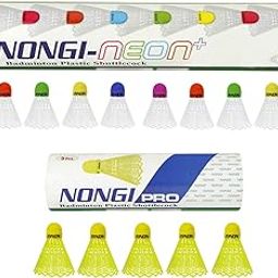 Nongi Combo Pack of 15 Shuttlecocks Pro(5 Yellow Colored Cork Plastic Shuttle), Neon Plus(10 Multicolored Cork Plastic Shuttle) for Outdoor Indoor Sports-image-78