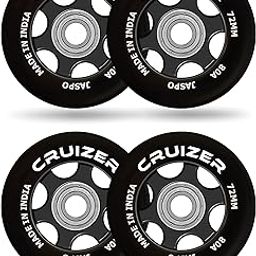Jaspo Inline Pu Wheels 72Mm/100Mm - Inline Spare/Replacement Wheels for Skating, Waveboard, Luggage (Cruizer 72Mm - Pack of 4), Black-picture-10
