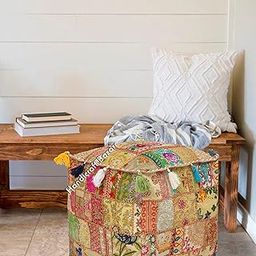 Handmade Foot Stool Ethnic Central Room Square Bean Bag Cover Traditional Throw16x16x16 Inch Home Decor Ottoman Khambadiya Mudda Case Cotton Tassels Patchwork Pouf Cover-image-93