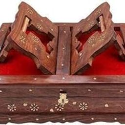 Wood Store Wooden Handmade Book Box, Holy Book Reader for Home Decor (Brown)-image-34