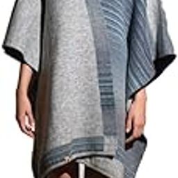 Women Striped Agate Reversible Cape (Grey_Free Size)-image-14
