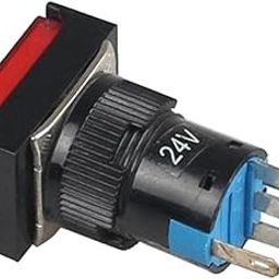 SAZ DEKOR DC 24V Push Button Momentary Self Reset Rectangle Switch w/LED Light Red-39