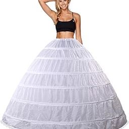 Women's Nylon Kitty-Fashion 6 Hoops Skirt Slip Crinoline Petticoat :Ong Underskirt Wedding Bridal Dress Ball Gown For Party And Ethnic Wear White (46)-image-52