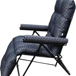 Spacecrafts Recliner Folding Easy Chair | 5 Adjustable Postions | Cushioning | Portable & Space Saving Easy Chair For Home Relax Old Age | Grey Checked, Mild Steel-23