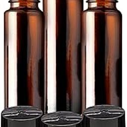 nsb herbals Empty Amber Glass Roll On Bottles (10 ml) With Black Cap For Essential Oils, Perfumes, Lip Balms, Aroma | Refillable Reusable Bottle (PACK OF 3)-51